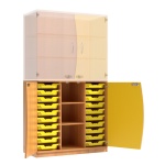 Wellentüren-Unterschrank, 99 cm hoch, 105x50 cm (B/T), Tür rechts gelb, 
